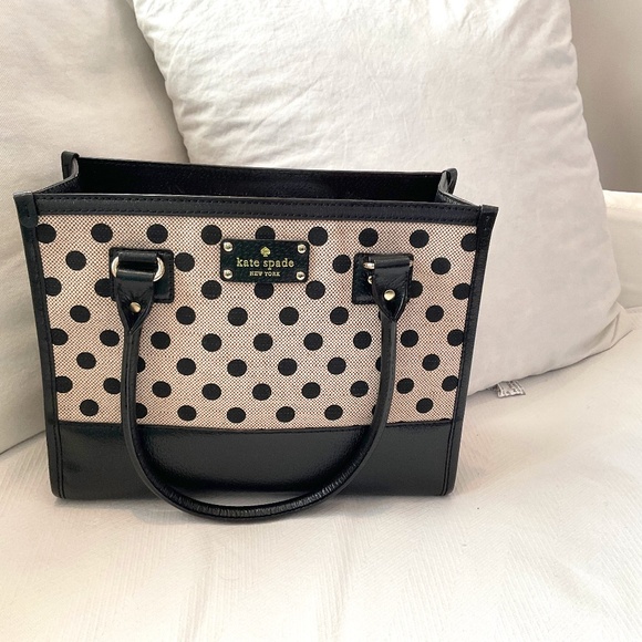 Kate Spade New York Handbags - Kate Spade black and oatmeal textile and leather handbag